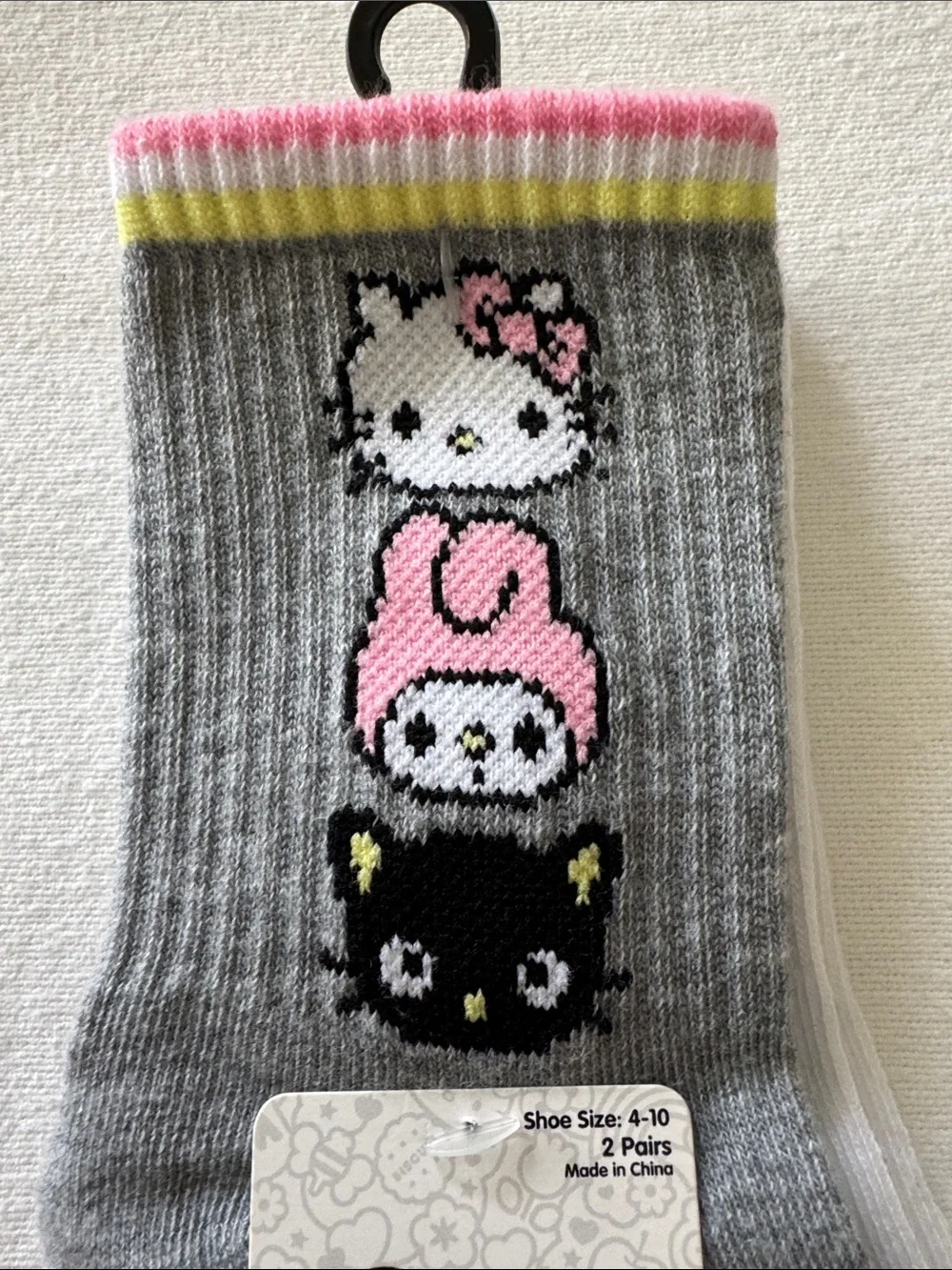 Sanrio Hello Kitty And Friends Mid-Crews socks 2 Pair Shoe Size 4-10 NEW